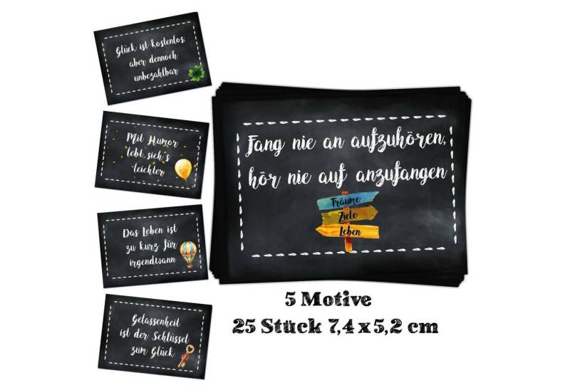 Logbuch-Verlag Dekofigur 25 Sprüche Aufkleber schwarz bunt - 5 x 5 Geschenketiketten als von Logbuch-Verlag