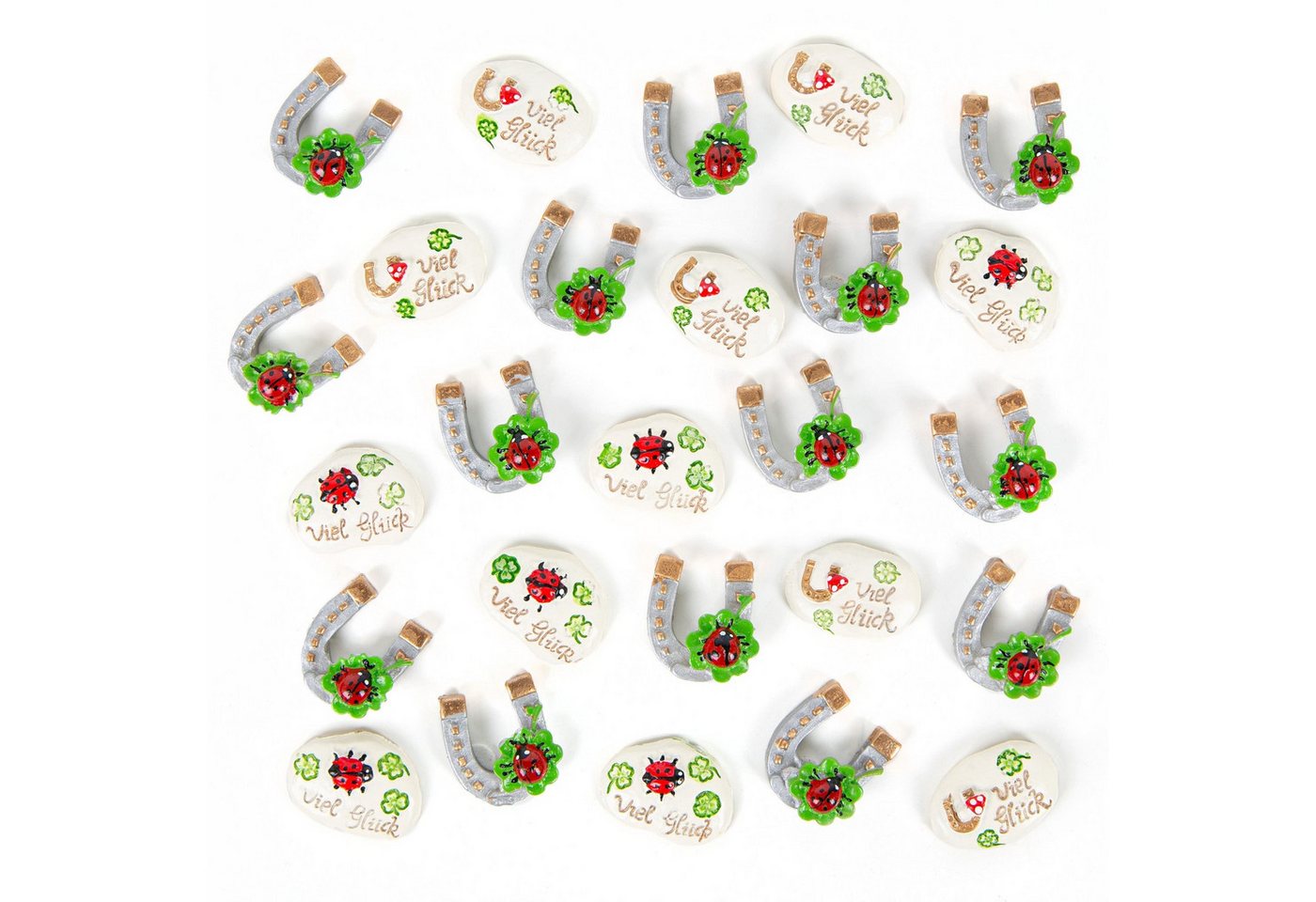 Logbuch-Verlag Dekofigur 26 kleine Mini Glücksbringer - Hufeisen und Glückssteine - 2 cm von Logbuch-Verlag