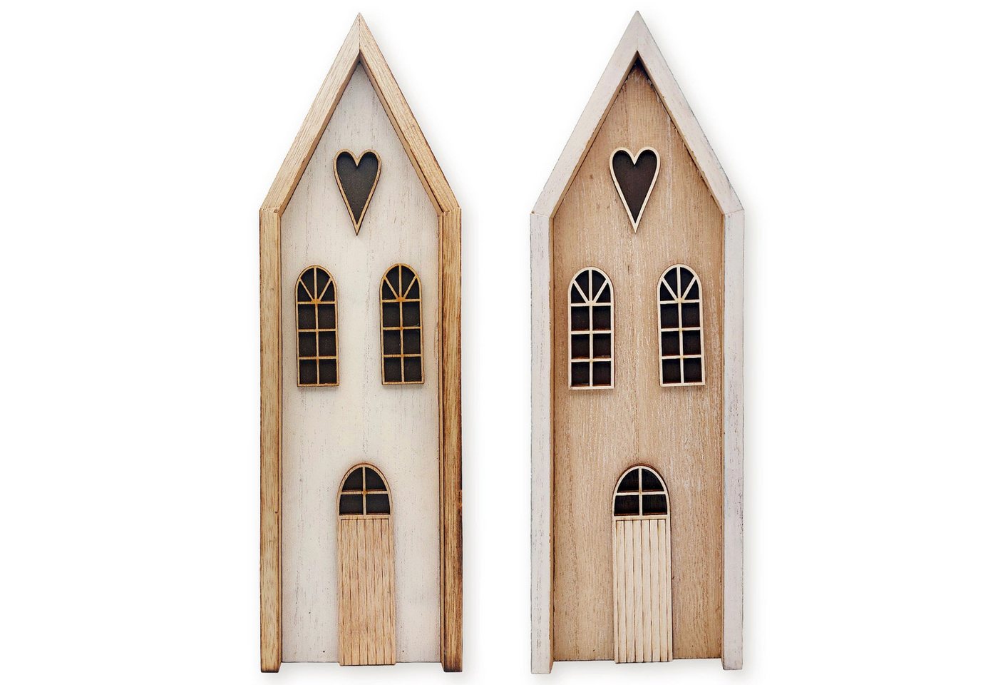Logbuch-Verlag Dekofigur 2er Set Holzhäuser Natur-weiß 28,5 cm, Weihnachtsdeko aus Holz im Logbuch-Verlag Dekofigur 2er Set Holzhäuser Natur-weiß 28,5 cm, Weihnachtsdeko aus Holz im von Logbuch-Verlag