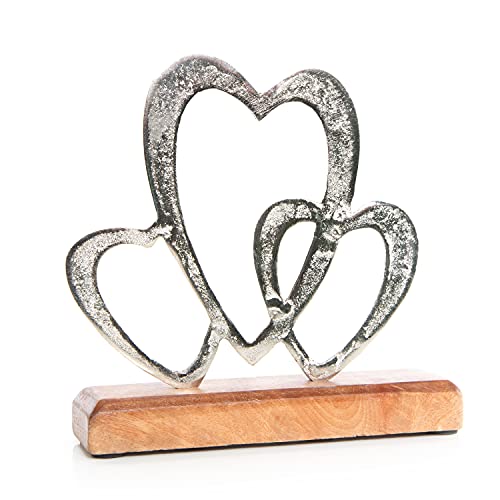 Logbuch-Verlag Dekofigur 3 Herzen Herzfigur Symbol Geschenk Liebe Hochzeit Muttertag Dekoobjekt Liebesbeweis Silber braun 18 cm von Logbuch-Verlag