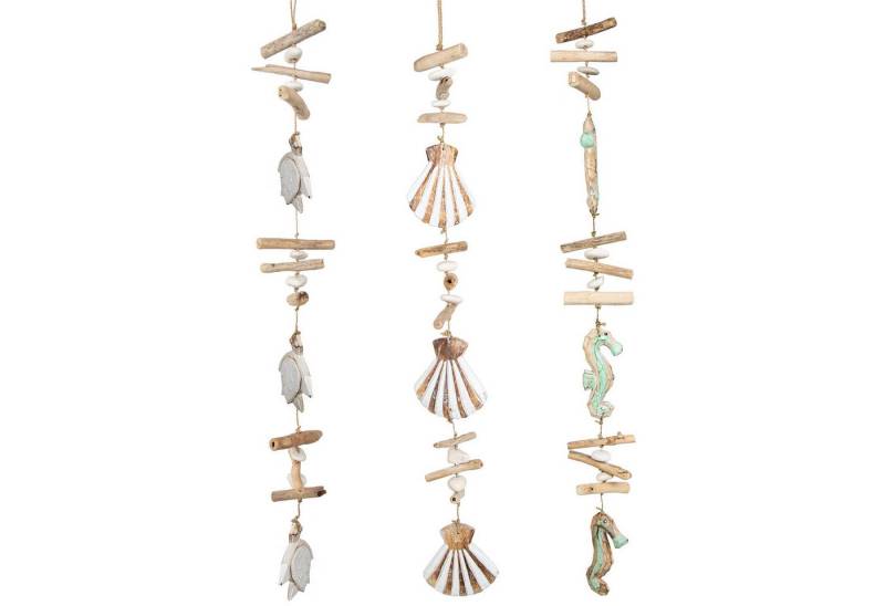 Logbuch-Verlag Dekofigur 3 Windspiele aus Holz mit Muscheln Seepferdchen Schildkröte ca. 100 cm Logbuch-Verlag Dekofigur 3 Windspiele aus Holz mit Muscheln Seepferdchen Schildkröte ca. 100 cm von Logbuch-Verlag