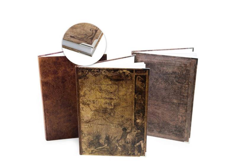 Logbuch-Verlag Dekofigur 3 XXL Notizbücher DIN A4 Blanko + liniert - leere Bücher Vintage von Logbuch-Verlag