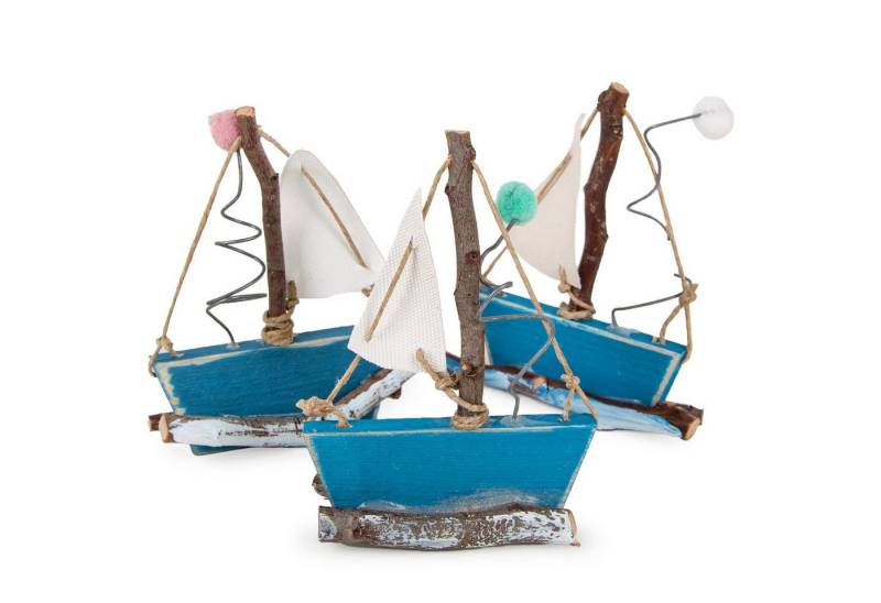 Logbuch-Verlag Dekofigur 3 kleine Boote Segelboot Schiffe aus Holz blau weiß Maritime Logbuch-Verlag Dekofigur 3 kleine Boote Segelboot Schiffe aus Holz blau weiß Maritime von Logbuch-Verlag