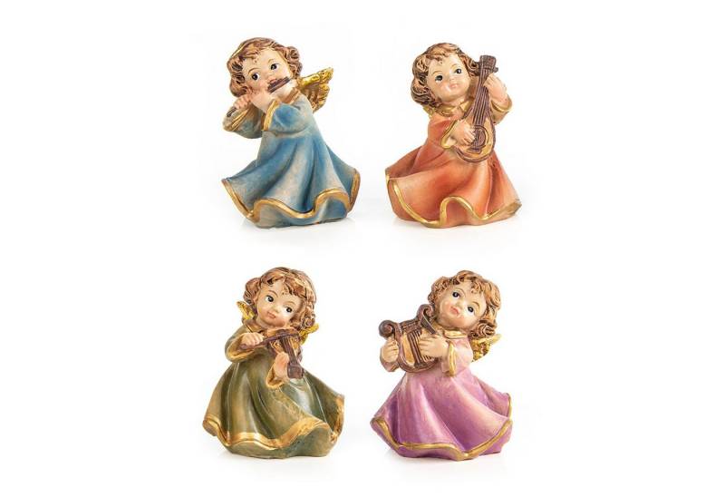 Logbuch-Verlag Dekofigur 4 Engel Figuren bunt mit Instrumenten aus Polyresin, 5 cm von Logbuch-Verlag