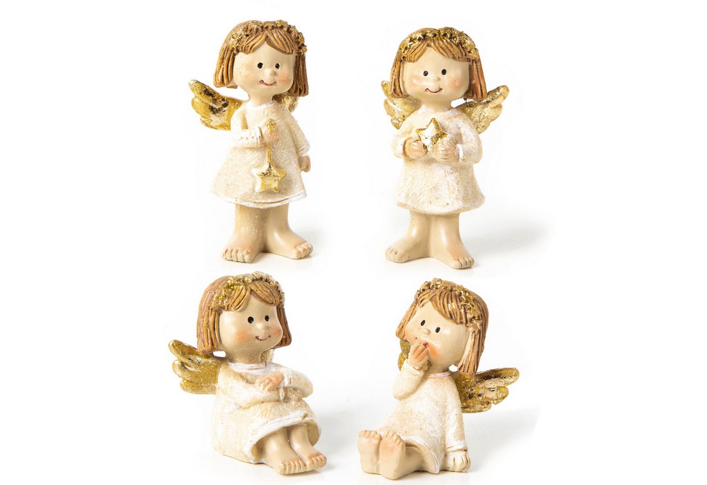 Logbuch-Verlag Dekofigur 4 Weihnachtsengel Creme Gold Weiß kleines Geschenk Schutzengel 6,5 cm von Logbuch-Verlag