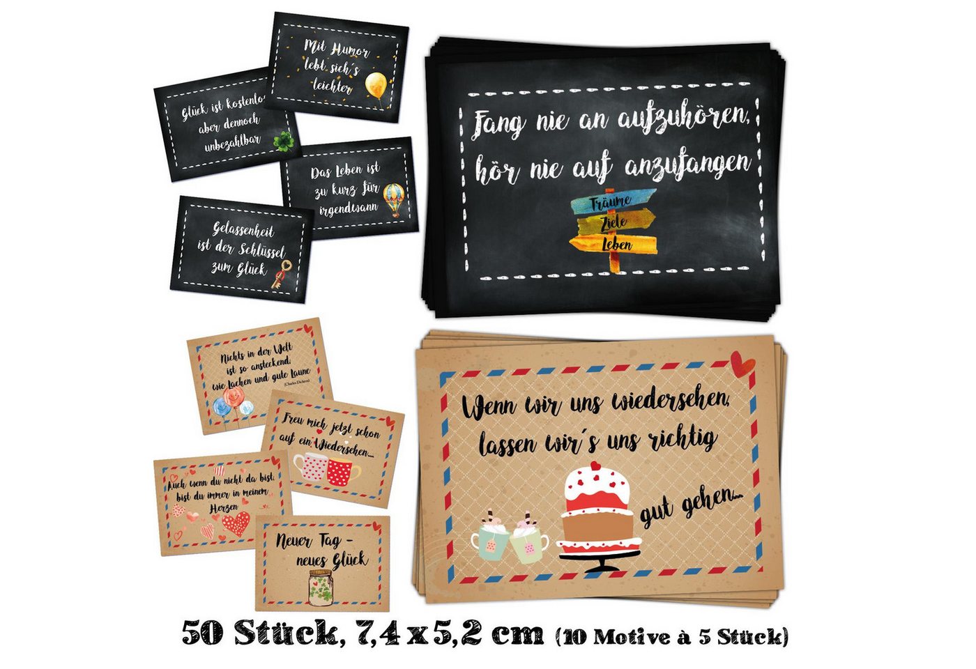 Logbuch-Verlag Dekofigur 50 Sprüche Aufkleber Etiketten 10 x 5 cm Motivationsaufkleber von Logbuch-Verlag