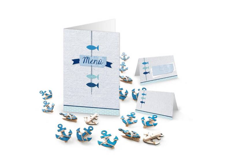 Logbuch-Verlag Dekofigur 59 Teile Tisch-Deko-Set in blau, weiß türkis maritim mit Fische: 10 Logbuch-Verlag Dekofigur 59 Teile Tisch-Deko-Set in blau, weiß türkis maritim mit Fische: 10 von Logbuch-Verlag