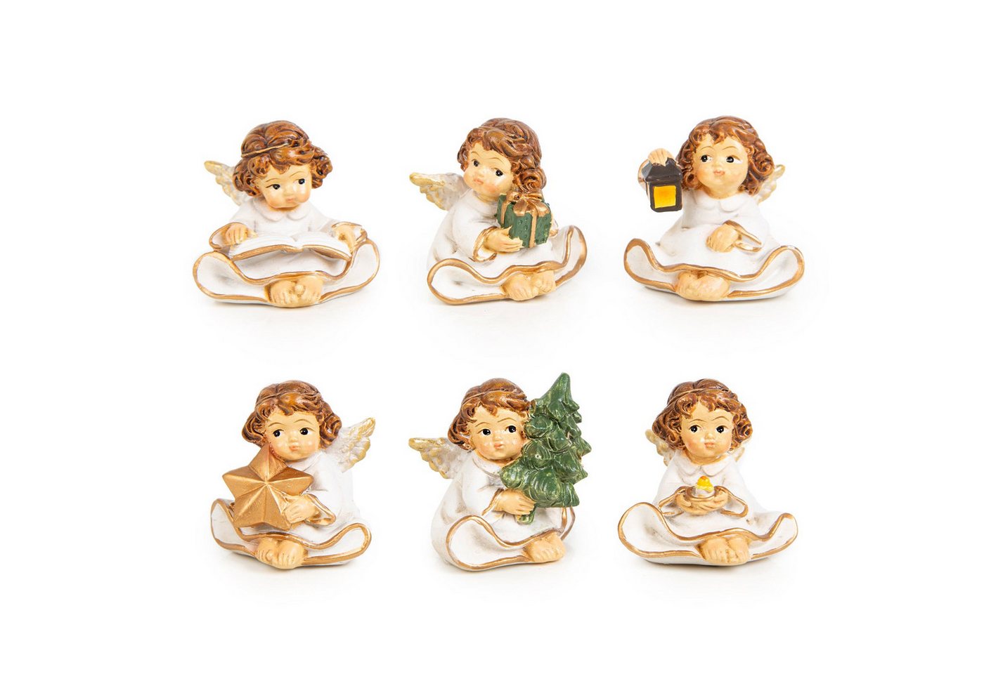Logbuch-Verlag Dekofigur 6 Mini Weihnachtsengel weiß Gold, sitzende Schutzengel Figuren aus Logbuch-Verlag Dekofigur 6 Mini Weihnachtsengel weiß Gold, sitzende Schutzengel Figuren aus von Logbuch-Verlag