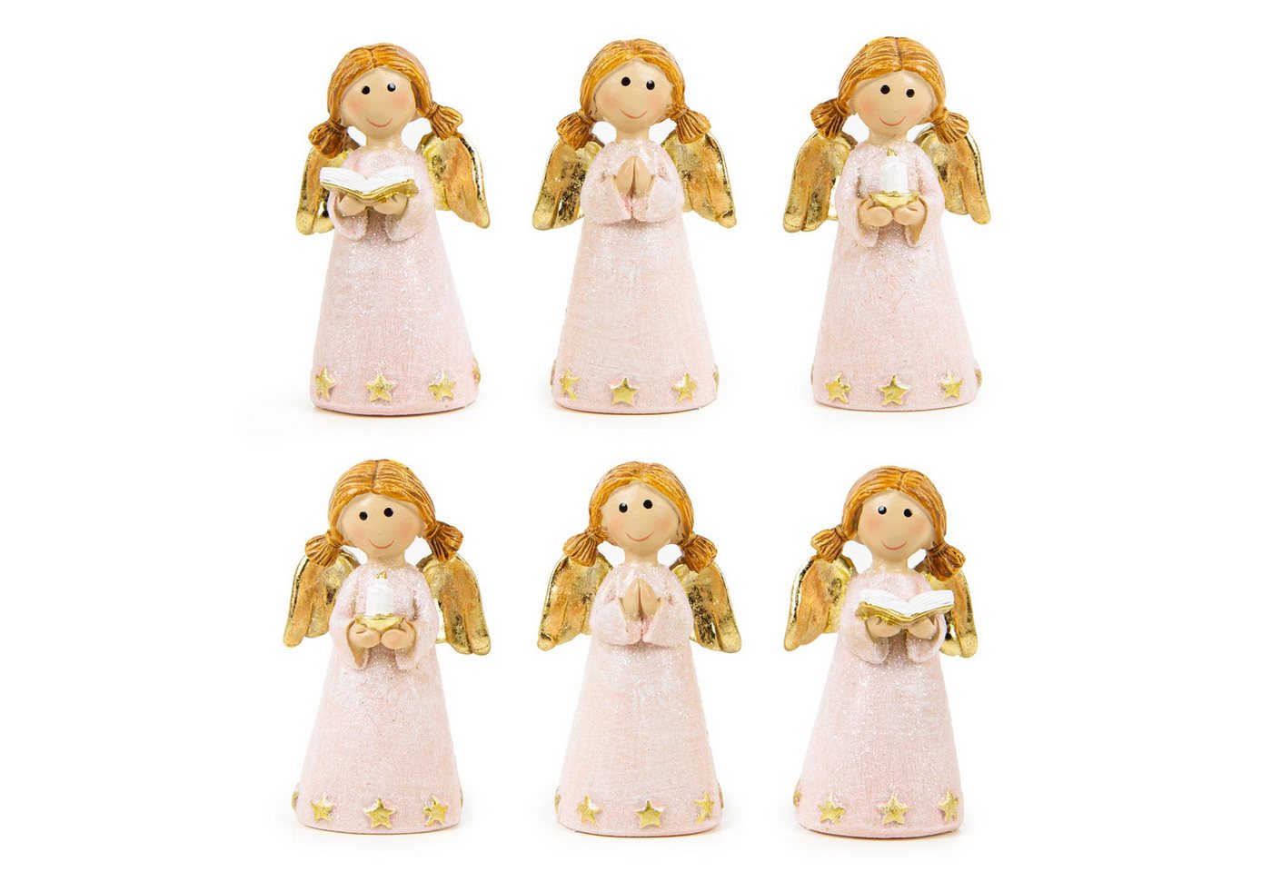 Logbuch-Verlag Dekofigur 6 kleine Schutzengel rosa mit Kerze Buch - Weihnachten Give-Away 6,5 von Logbuch-Verlag