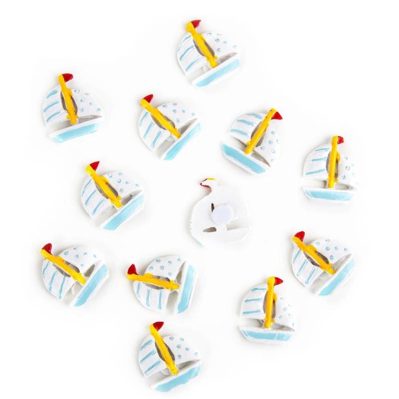 Logbuch-Verlag Dekofigur 6 kleine Segelboote 2,5 cm weiß blau gelb mit Klebepunkt Logbuch-Verlag Dekofigur 6 kleine Segelboote 2,5 cm weiß blau gelb mit Klebepunkt von Logbuch-Verlag