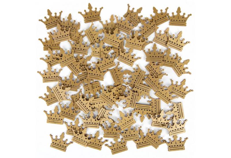 Logbuch-Verlag Dekofigur 70 kleine mini Kronen Gold Streuteile Tischdeko 4 cm Holz Geburtstag von Logbuch-Verlag