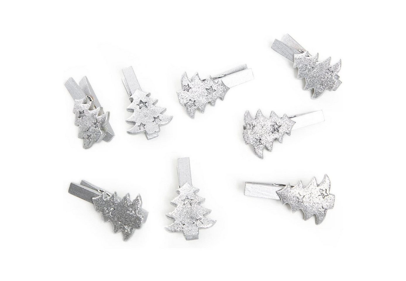Logbuch-Verlag Dekofigur 8 Weihnachtsdeko Klammern aus Holz - kleine Tannenbäume silber 5 cm - Logbuch-Verlag Dekofigur 8 Weihnachtsdeko Klammern aus Holz - kleine Tannenbäume silber 5 cm - von Logbuch-Verlag