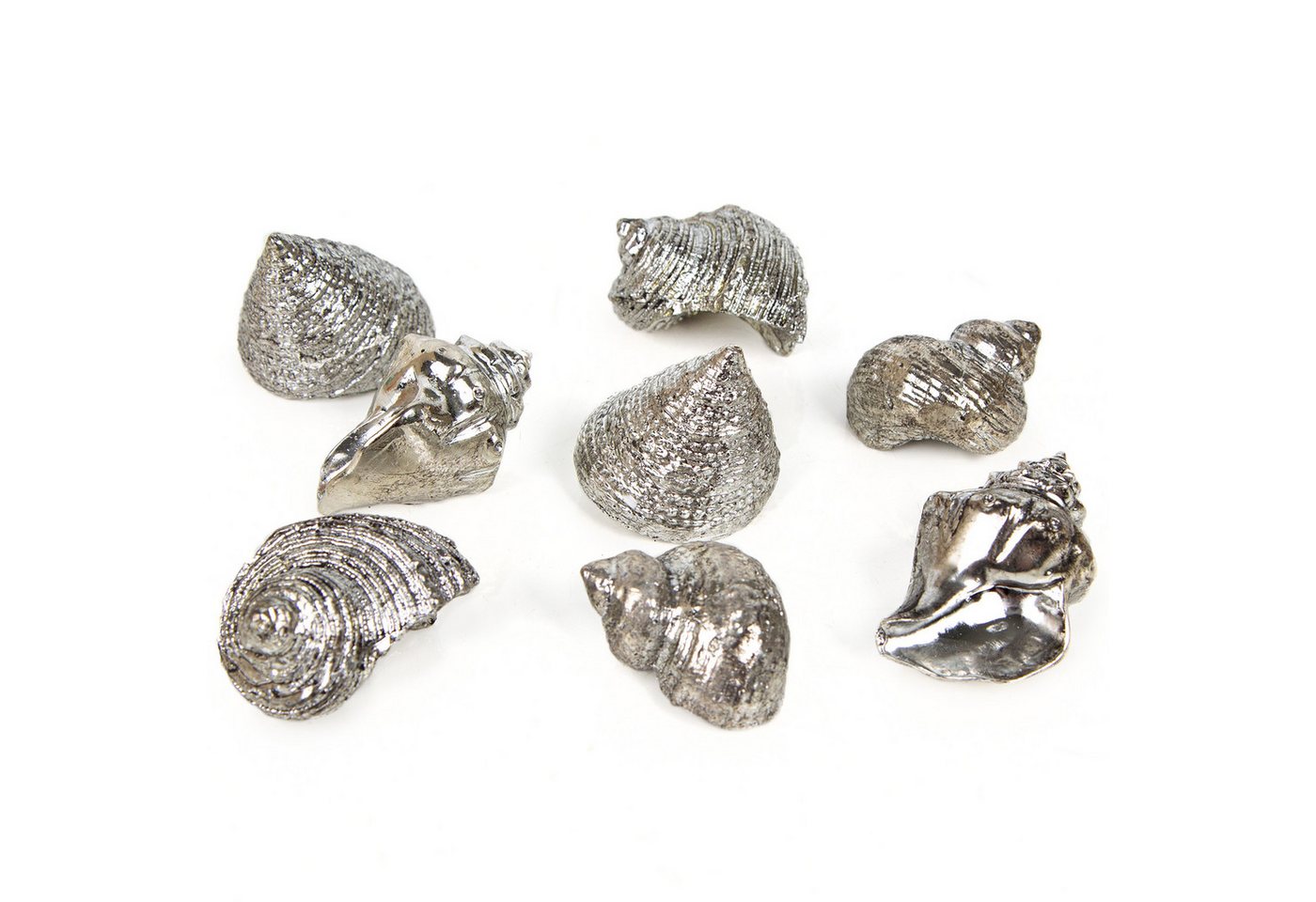 Logbuch-Verlag Dekofigur 8 silberfarbene Muscheln 4 cm Silber (8 St), kleine Dekomuscheln von Logbuch-Verlag