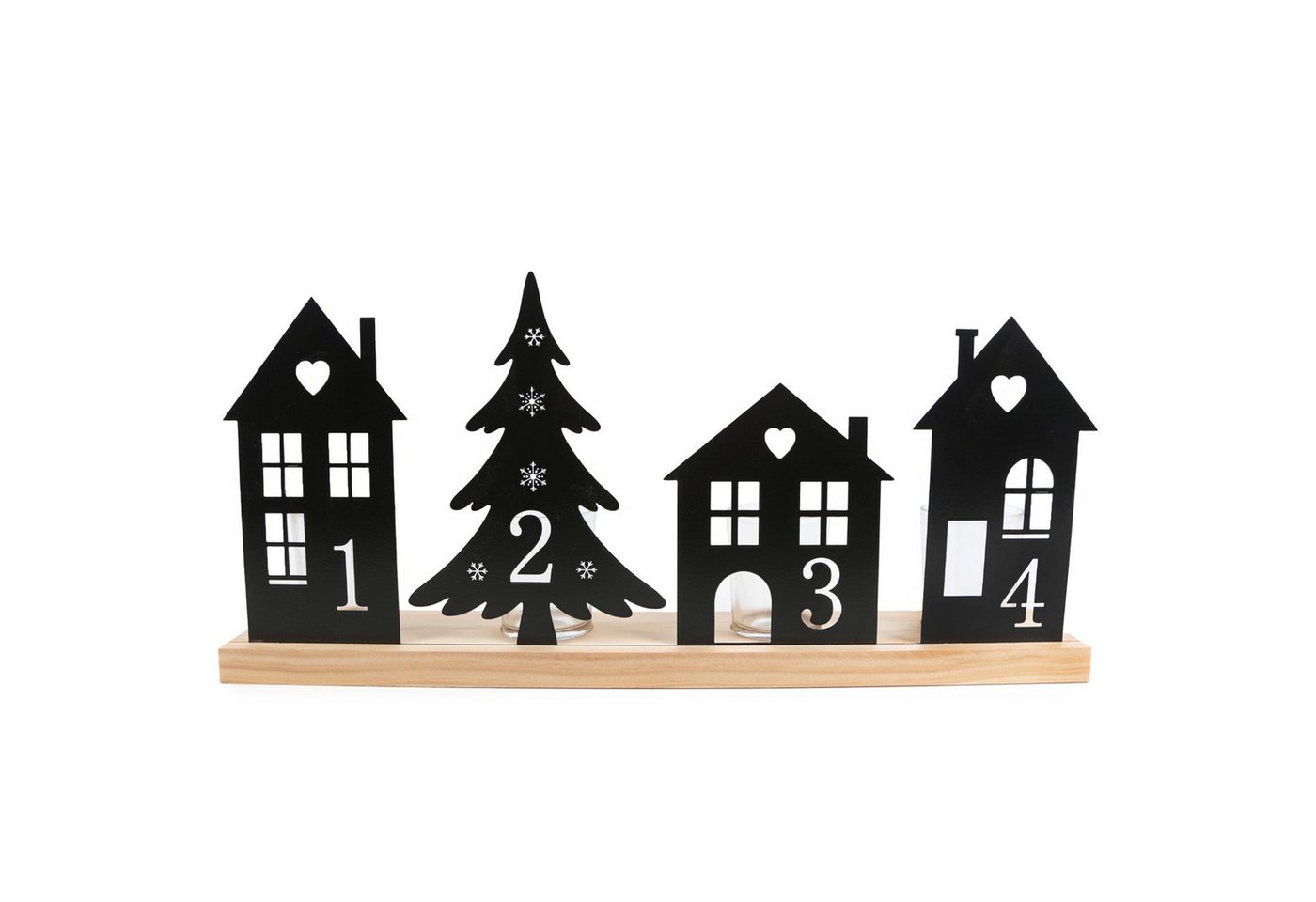 Logbuch-Verlag Dekofigur Adventskranz Kerzenhalter aus Holz und Metall in Schwarz, 40,5 x 19 cm von Logbuch-Verlag