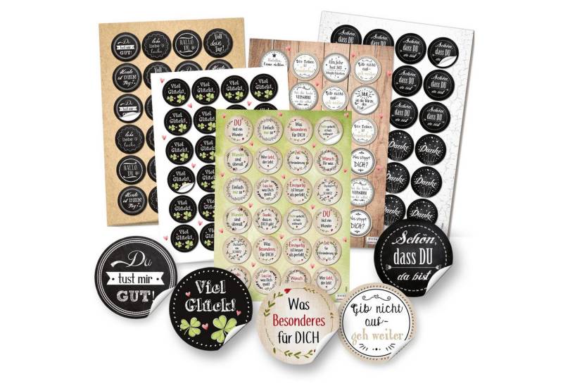 Logbuch-Verlag Dekofigur Aufkleber SET 5 x 24 Aufkleber schwarz weiß grün - Viel Glück Danke von Logbuch-Verlag