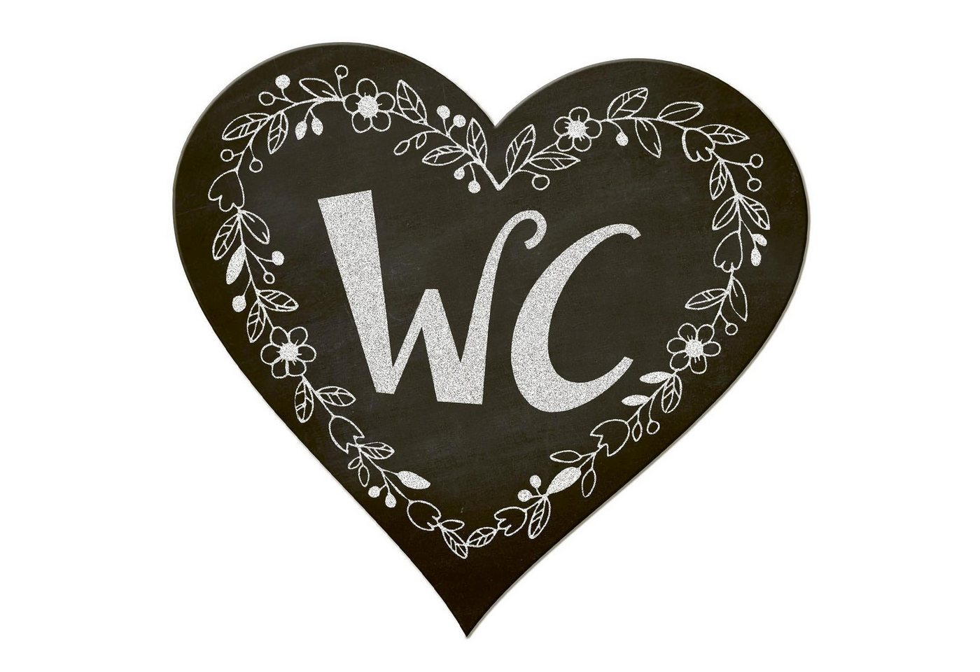 Logbuch-Verlag Dekofigur Badezimmer Türschild Herz schwarz „WC“ in Tafelkreide-Optik (15,5 cm) von Logbuch-Verlag