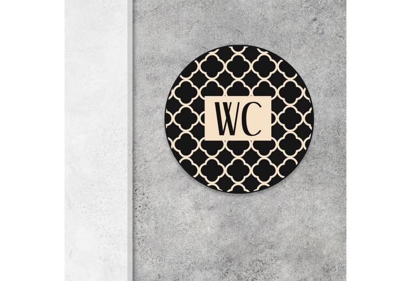 Logbuch-Verlag Dekofigur Badezimmer Türschild beige schwarz „WC“ in (15,5 cm) mit Klebepads von Logbuch-Verlag