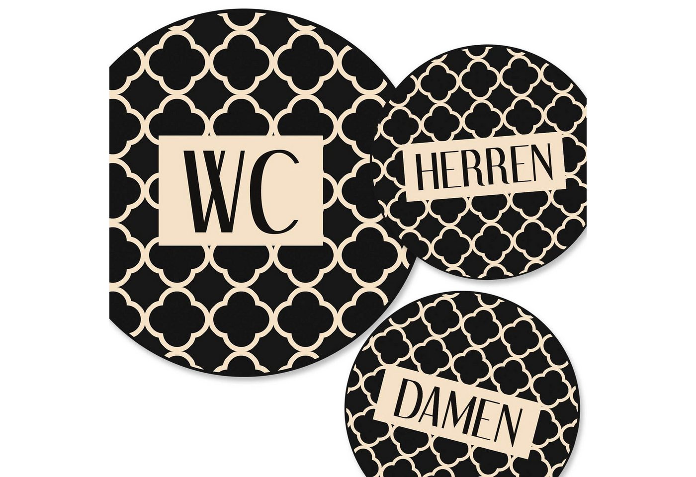 Logbuch-Verlag Dekofigur Badezimmer Türschild beige schwarz Set „Damen“ + „Herren“ + „WC“ (15,5 von Logbuch-Verlag