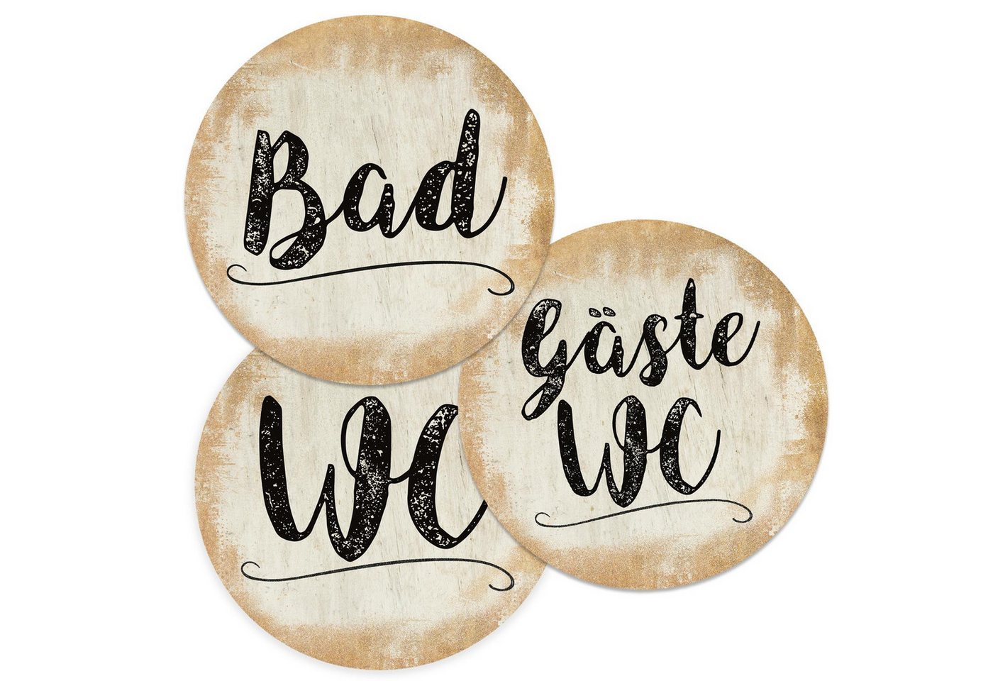 Logbuch-Verlag Dekofigur Badezimmer Türschild gold Set „Bad“ + „Gäste WC“ + „WC“ (15,5 cm) mit von Logbuch-Verlag
