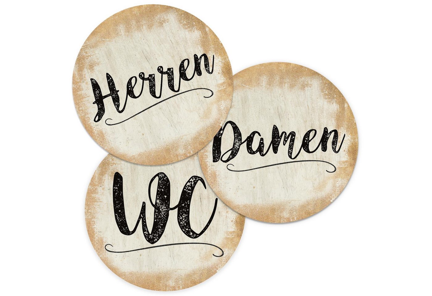 Logbuch-Verlag Dekofigur Badezimmer Türschild gold Set „Herren“ + „Damen“ + „WC“ (15,5 cm) mit von Logbuch-Verlag