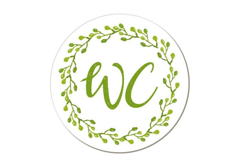 Logbuch-Verlag Dekofigur Badezimmer Türschild grün weiß floral „WC“ in (15,5 cm) mit Klebepads von Logbuch-Verlag