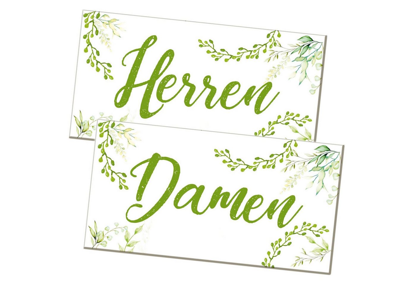 Logbuch-Verlag Dekofigur Badezimmer Türschild grün weiß floral Set „Herren“ + „Damen“ von Logbuch-Verlag