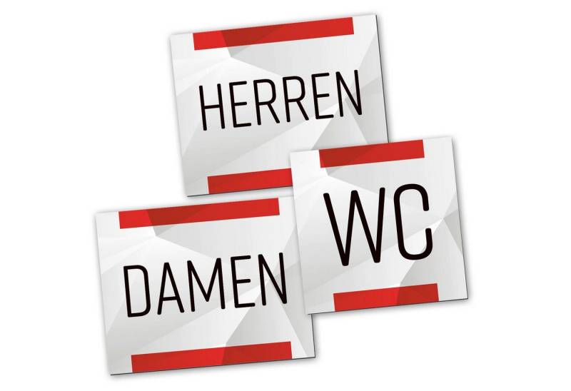 Logbuch-Verlag Dekofigur Badezimmer Türschild neutral rot grau Set „Damen“ + „Herren“ + „WC“ von Logbuch-Verlag