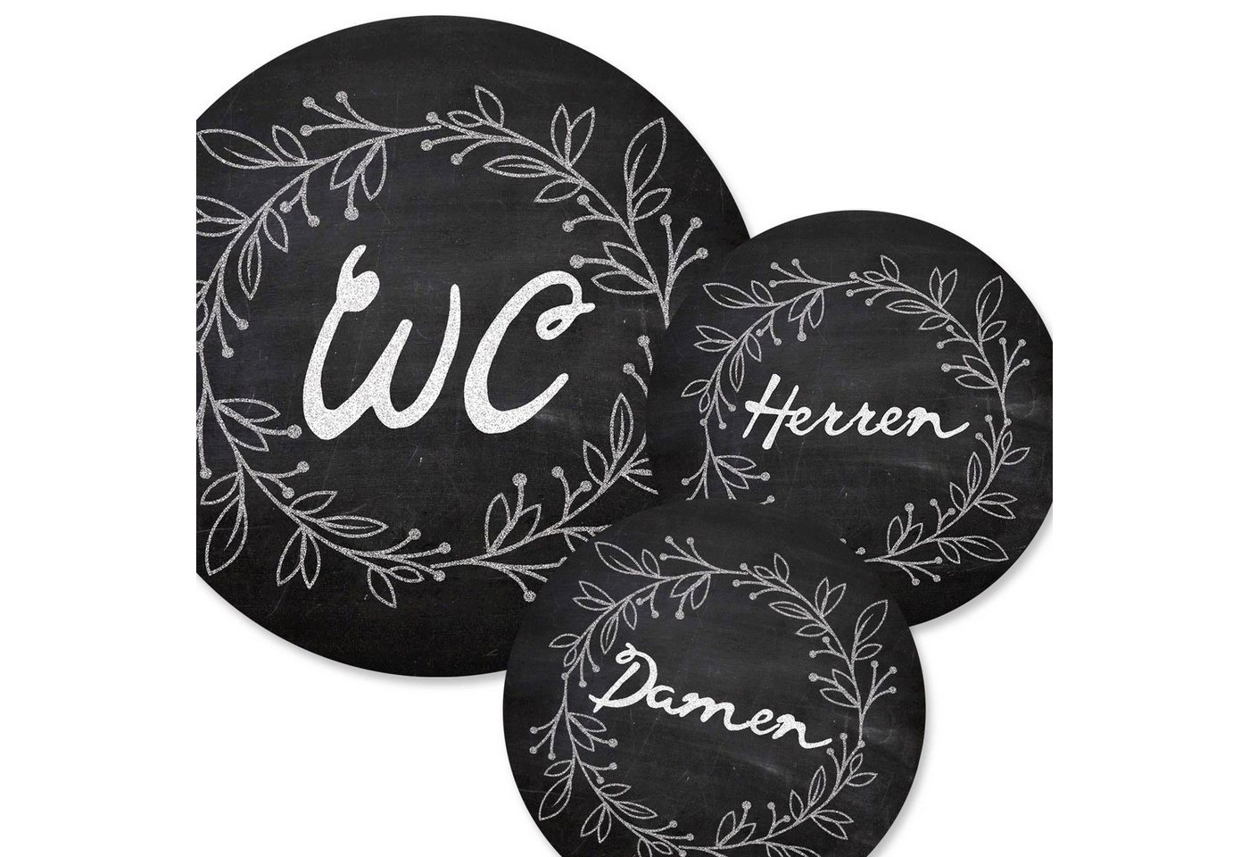 Logbuch-Verlag Dekofigur Badezimmer Türschild schwarz Set „Damen“ + „Herren“ + „WC“in von Logbuch-Verlag
