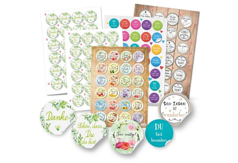 Logbuch-Verlag Dekofigur Buntes Aufkleber SET - 131 Sticker DANKE + Schön, dass du da bist + von Logbuch-Verlag