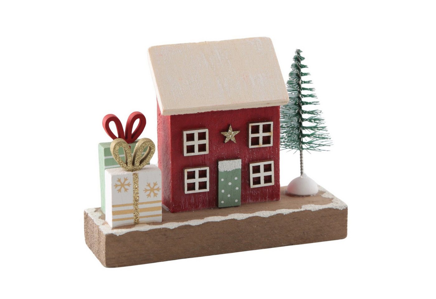 Logbuch-Verlag Dekofigur Deko-Aufsteller Haus Weihnachten, kleines Holzhaus mit Baum & von Logbuch-Verlag