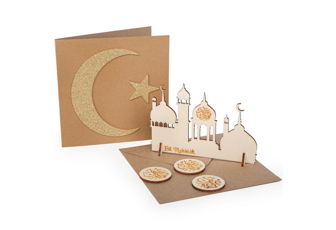 Logbuch-Verlag Dekofigur Eid Mubarak Grußkarte mit Miniatur Moschee aus Holz Bayram Geschenk Logbuch-Verlag Dekofigur Eid Mubarak Grußkarte mit Miniatur Moschee aus Holz Bayram Geschenk von Logbuch-Verlag