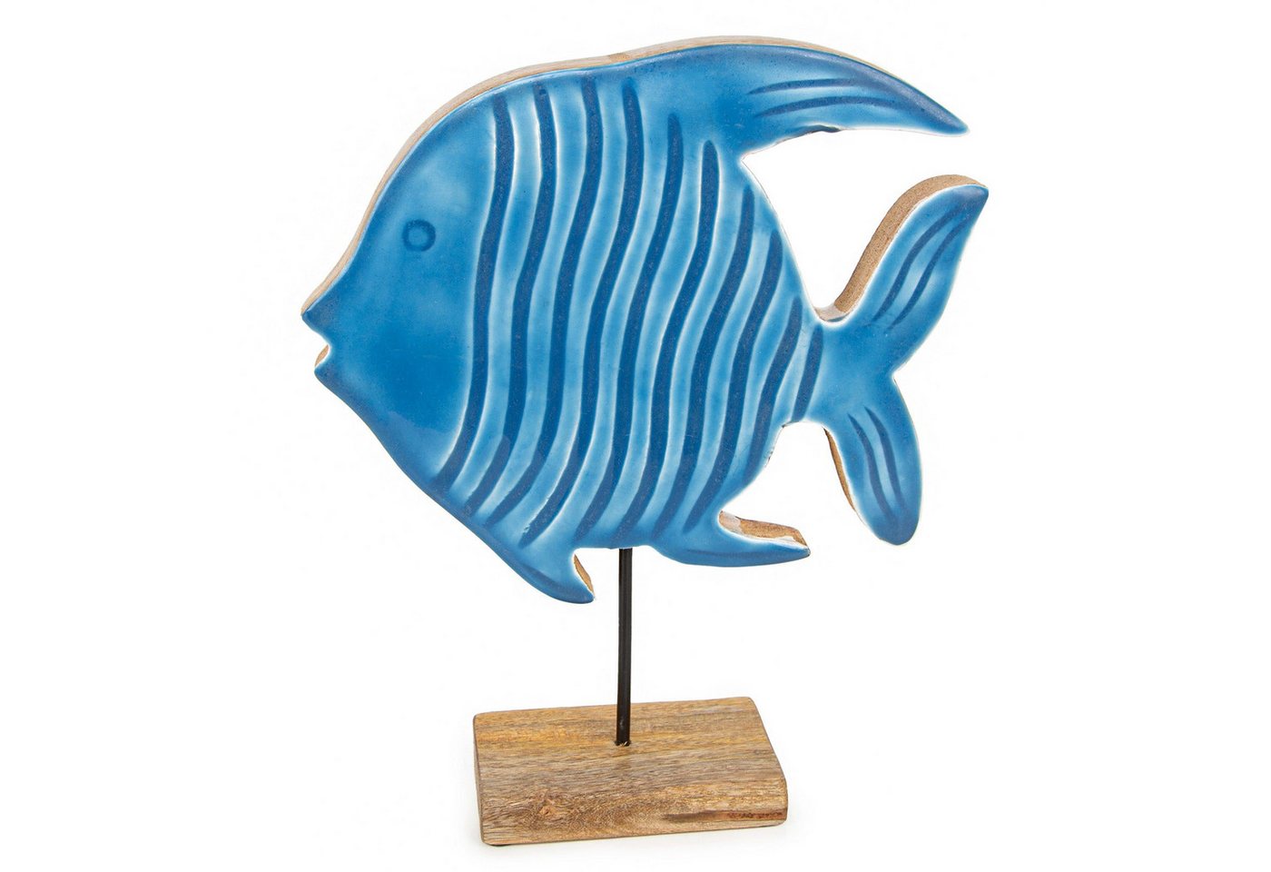 Logbuch-Verlag Dekofigur Fisch Figur aus Holz blau braun Dekoobjekt maritim Badezimmer von Logbuch-Verlag