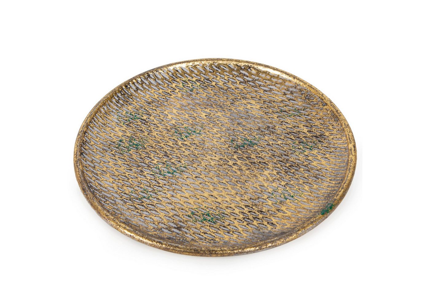 Logbuch-Verlag Dekofigur Flache runde Schale aus Metall zur Dekoration Vintage Gold Ø 28 cm Logbuch-Verlag Dekofigur Flache runde Schale aus Metall zur Dekoration Vintage Gold Ø 28 cm von Logbuch-Verlag