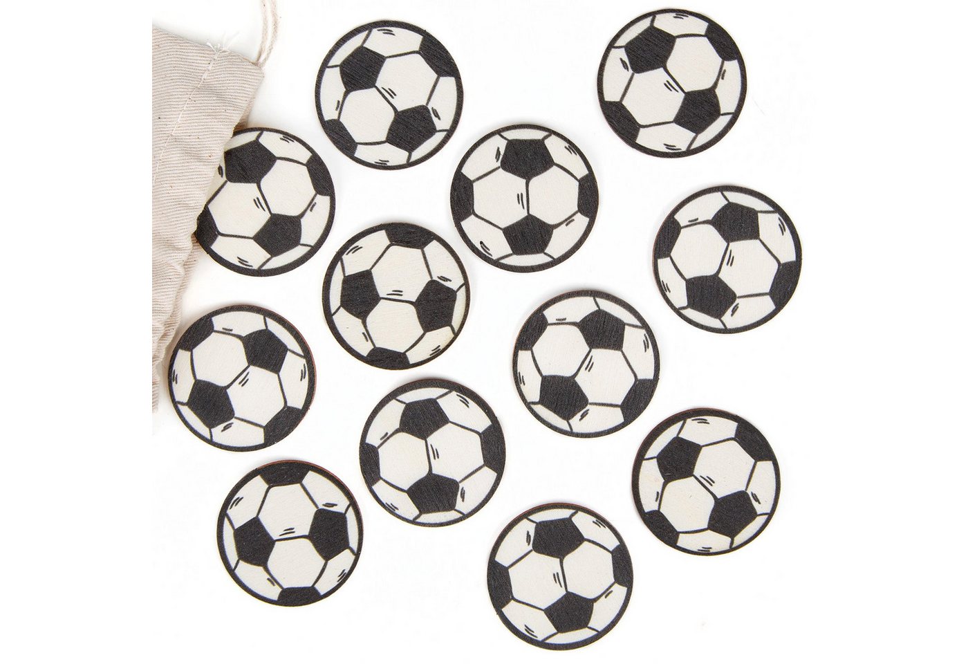 Logbuch-Verlag Dekofigur Fußball Deko Set 12 kleine Fußbälle flach aus Holz Tischdeko Ø 3,8 cm Logbuch-Verlag Dekofigur Fußball Deko Set 12 kleine Fußbälle flach aus Holz Tischdeko Ø 3,8 cm von Logbuch-Verlag