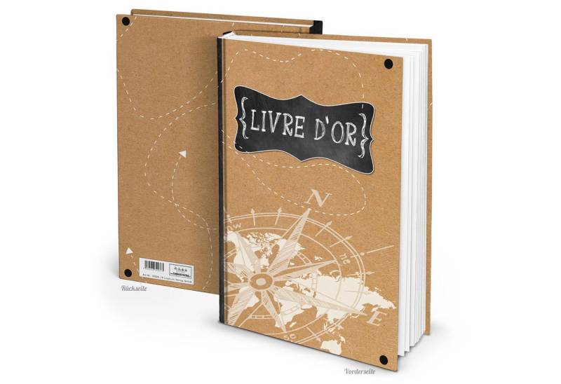 Logbuch-Verlag Dekofigur Gästebuch A4 mit französischem Titel Livre d'or braun schwarz weiß - von Logbuch-Verlag