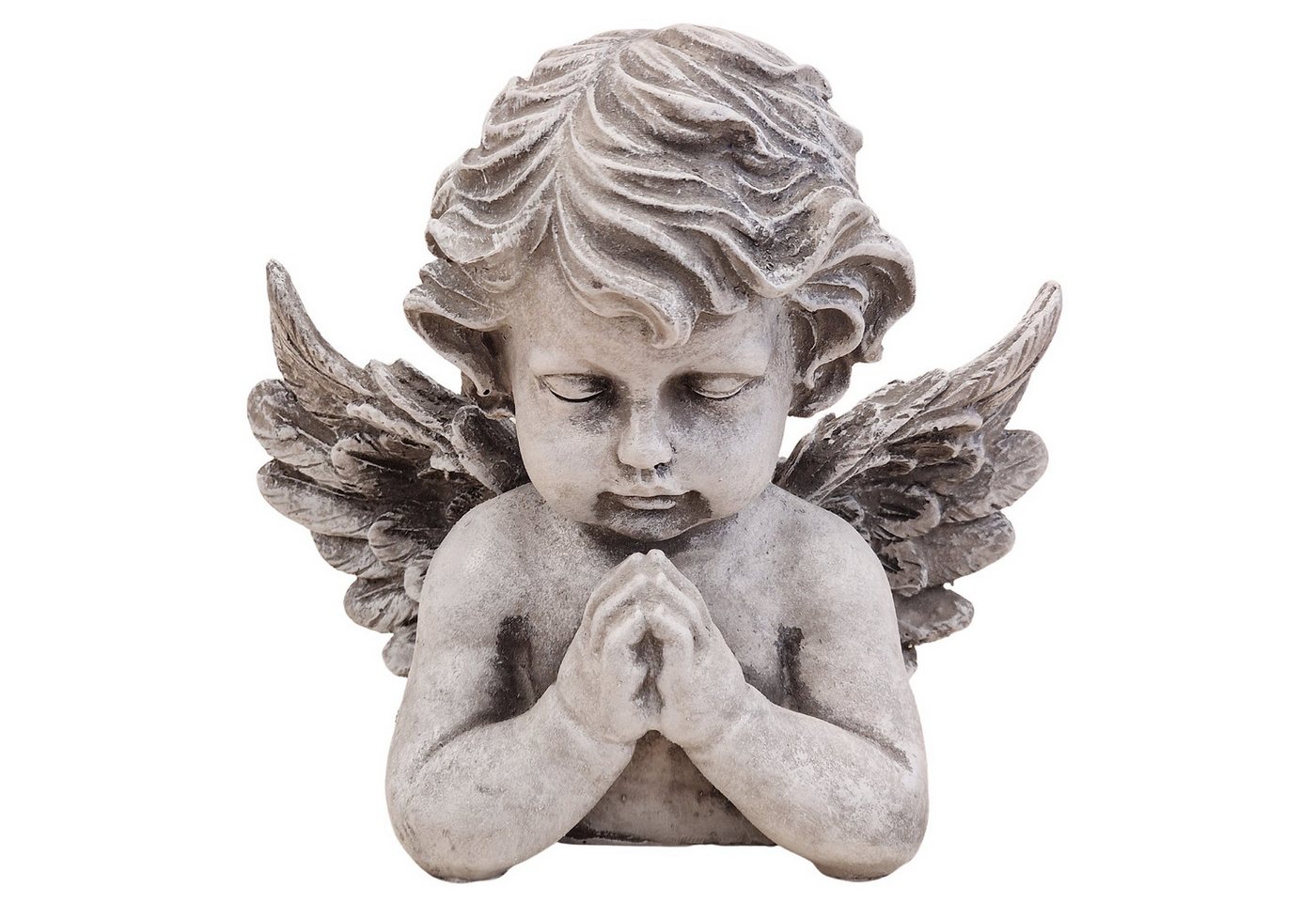 Logbuch-Verlag Dekofigur Grabdeko Engelsbüste betend grau 20x13x19,5 cm aus Polyresin von Logbuch-Verlag