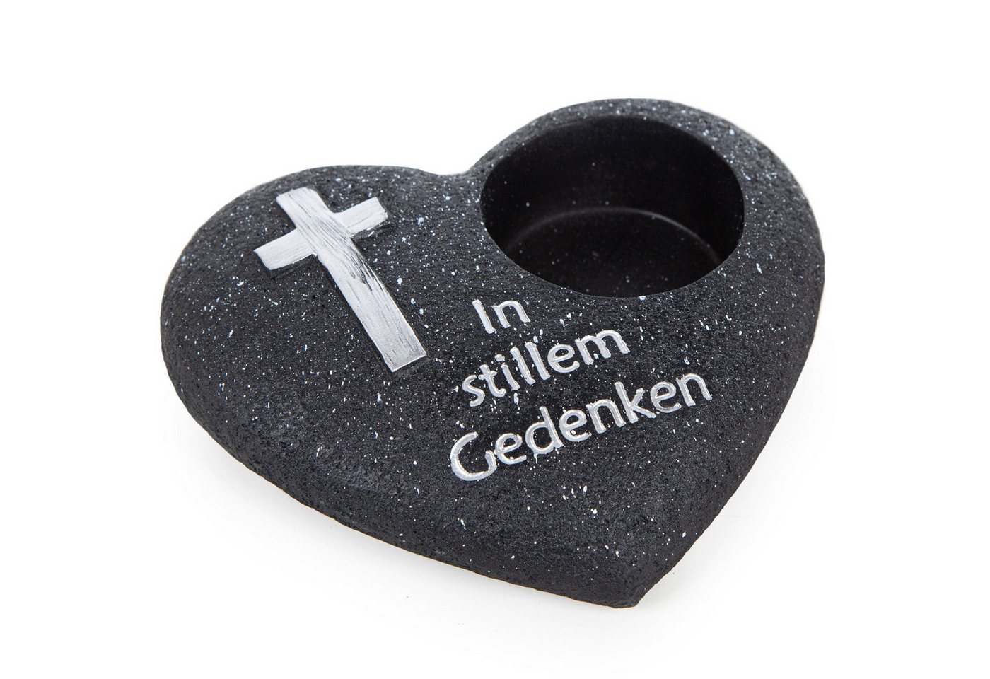 Logbuch-Verlag Dekofigur Grabkerzenhalter Herz In stillem Gedenken Grabherz für Grablicht 19,5 von Logbuch-Verlag