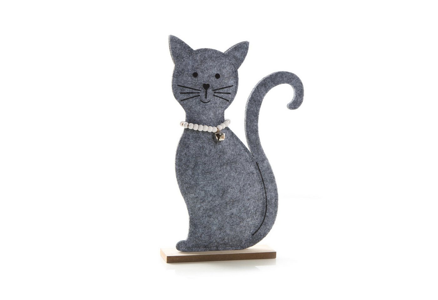Logbuch-Verlag Dekofigur Graue Deko Katze - 18 cm aus Filz - Katzenfigur zum Hinstellen von Logbuch-Verlag