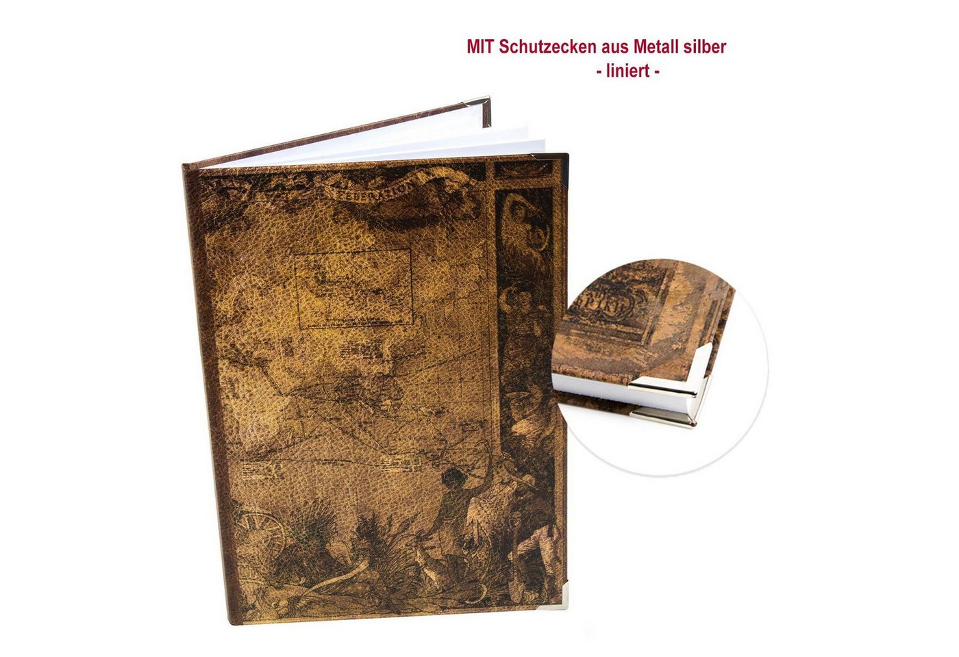 Logbuch-Verlag Dekofigur Großes Notizbuch liniert DIN A4 braun im Vintage Nostalgie Look - von Logbuch-Verlag