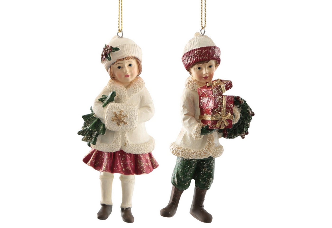 Logbuch-Verlag Dekofigur Hänger Kinder Weihnachten 2er-Set, Mädchen mit Tannenbaum & Junge mit Logbuch-Verlag Dekofigur Hänger Kinder Weihnachten 2er-Set, Mädchen mit Tannenbaum & Junge mit von Logbuch-Verlag