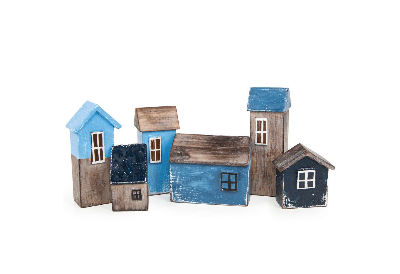 Logbuch-Verlag Dekofigur Häuser Figuren Set 6-teilig Strandhaus Hafenstadt Skandinavien von Logbuch-Verlag