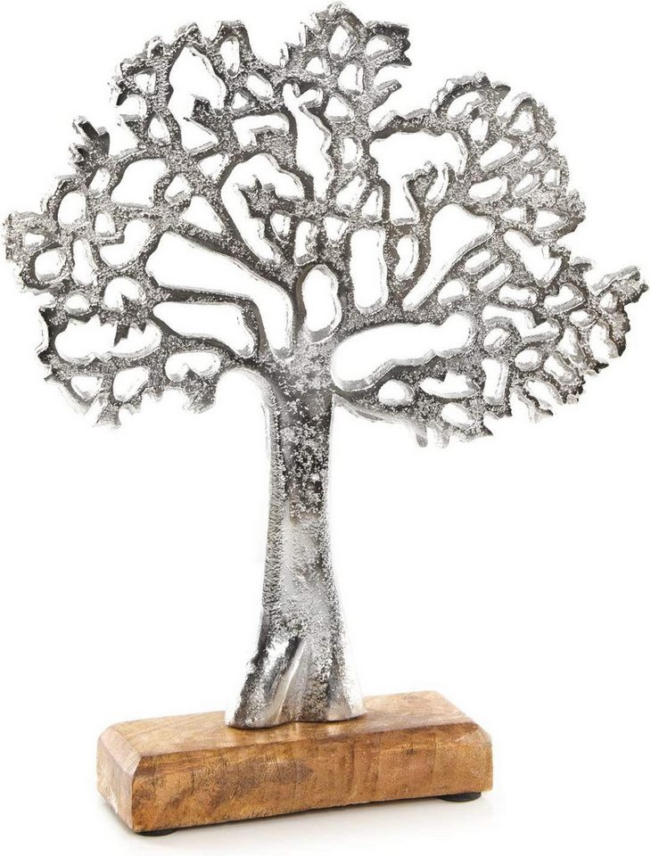 Logbuch-Verlag Dekofigur Lebensbaum Dekofigur Silber auf Holzsockel - Baum Figur aus Metall Logbuch-Verlag Dekofigur Lebensbaum Dekofigur Silber auf Holzsockel - Baum Figur aus Metall von Logbuch-Verlag