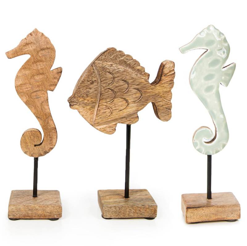 Logbuch-Verlag Dekofigur Maritime Deko Set 3-tlg. Seepferdchen + Fisch aus Holz braun mint 20 Logbuch-Verlag Dekofigur Maritime Deko Set 3-tlg. Seepferdchen + Fisch aus Holz braun mint 20 von Logbuch-Verlag