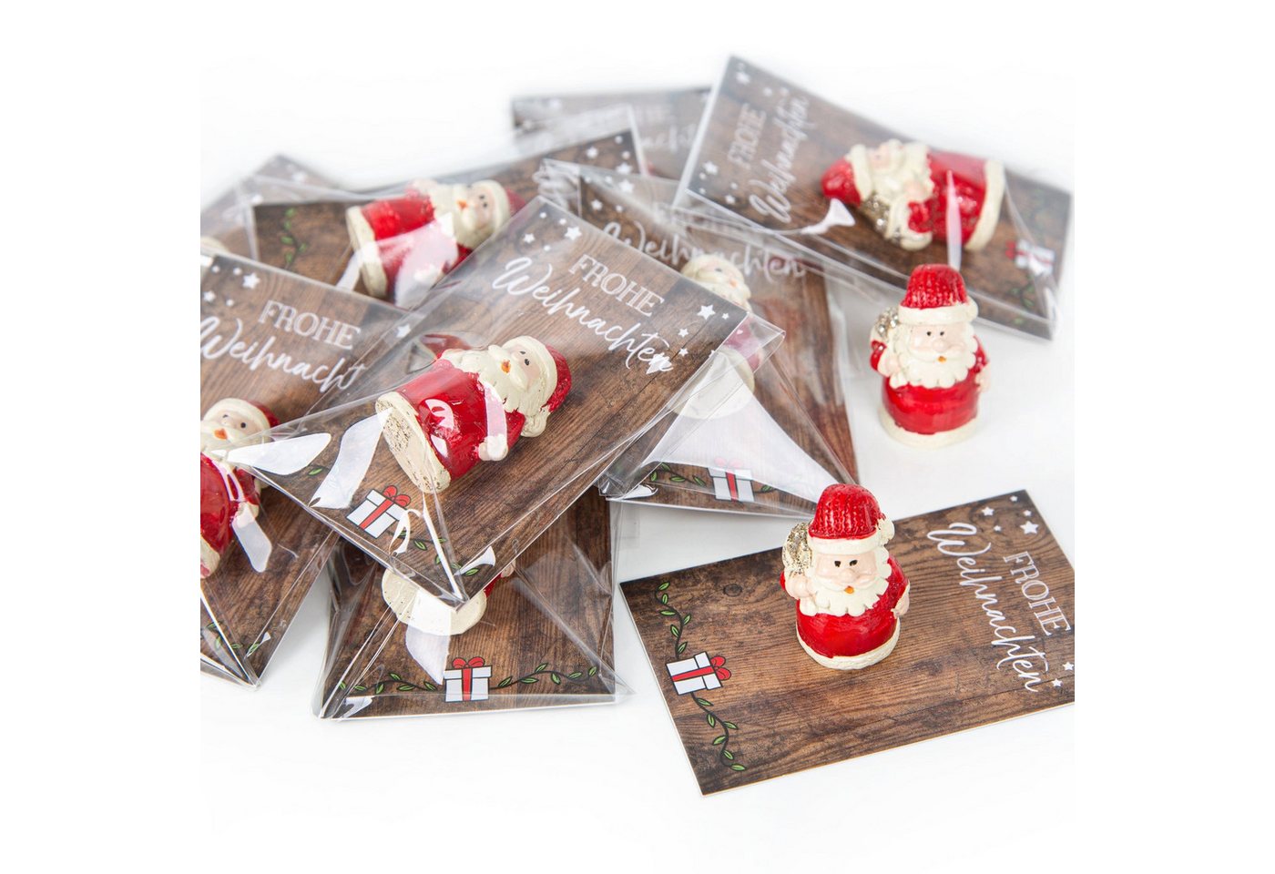 Logbuch-Verlag Dekofigur Mini Weihnachtsgeschenke - rot weiße Nikolaus Figuren + rustikale von Logbuch-Verlag