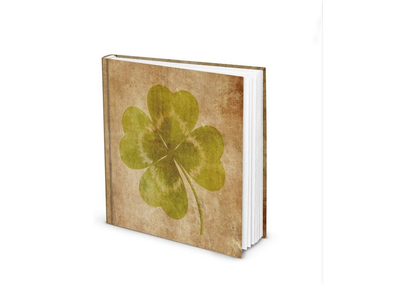 Logbuch-Verlag Dekofigur Notizbuch "Kleeblatt" braun grün 21 x 21 cm leeres Tagebuch von Logbuch-Verlag