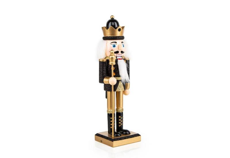 Logbuch-Verlag Dekofigur Nussknacker Figur schwarz gold aus Holz 26 cm Weihnachten Deko von Logbuch-Verlag