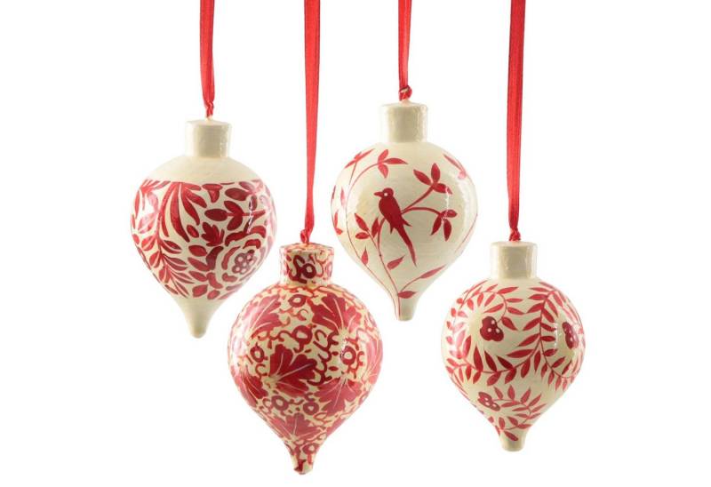 Logbuch-Verlag Dekofigur Papiermaché Hänger 4er-Set rot-weiß 12 cm Tropfenform Weihnachtsdeko Logbuch-Verlag Dekofigur Papiermaché Hänger 4er-Set rot-weiß 12 cm Tropfenform Weihnachtsdeko von Logbuch-Verlag