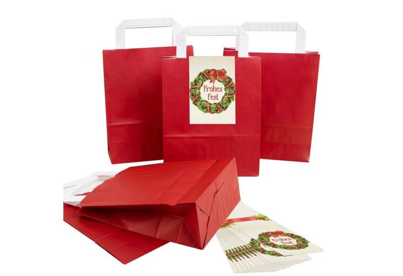 Logbuch-Verlag Dekofigur Rote Kraftpapier-Tüten „Frohe Weihnachten“ – Geschenkverpackung mit von Logbuch-Verlag