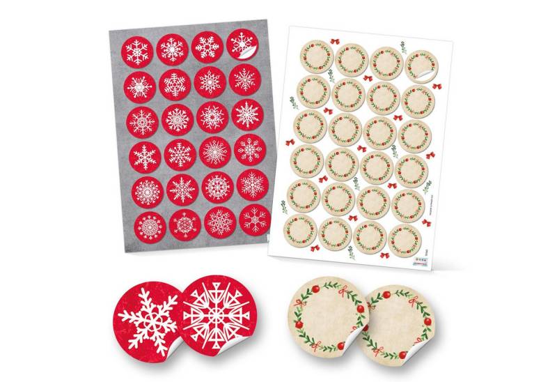 Logbuch-Verlag Dekofigur SET 2 x 24 runde Aufkleber Weihnachten 4 cm in Rot, Grün, Weiß und von Logbuch-Verlag