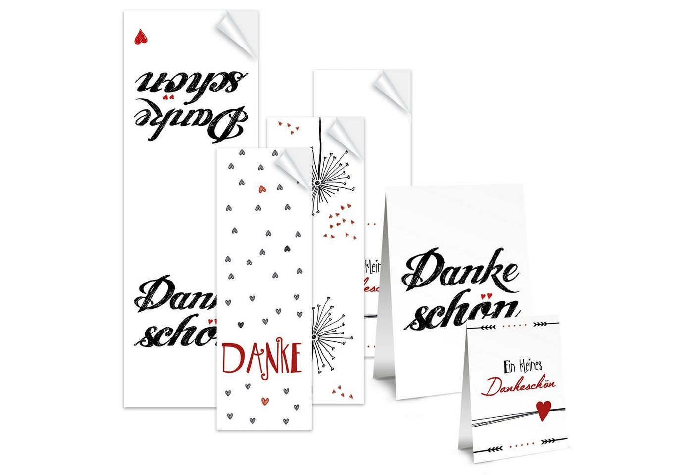 Logbuch-Verlag Dekofigur SET 80 Dankeschön + Herzen Aufkleber - je 20 Stück pro Design DANKE von Logbuch-Verlag